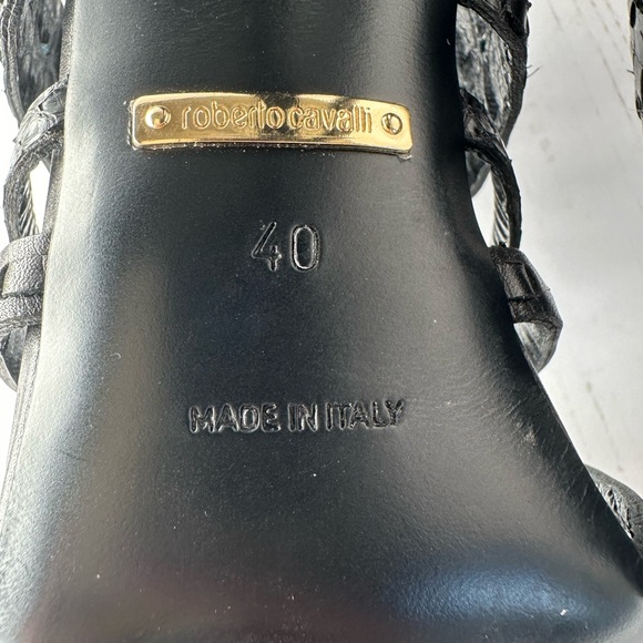 Roberto Cavalli Threaded Leather Cage Sandals - Picture 4 of 6